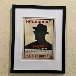 Alfred Hitchcock Poster Book Page Framed in a 11x14 HD material Frame